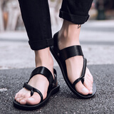 笠足典凉鞋男新款夏季凉拖鞋时尚休闲韩版潮拖舒适防滑沙滩鞋个性男士拖鞋 黑色 39运动码