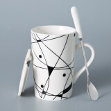 布丁瓷艺大容量马克杯带盖勺陶瓷茶水杯子办公室家用男女士牛奶早餐咖啡杯 记忆的沙漏（瓷盖+勺）