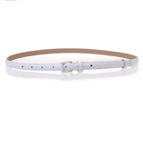 紫心竹真皮皮带女装饰裙子细腰带女简约百搭本命年红腰带针扣OL职业通勤西裤裤带 白色