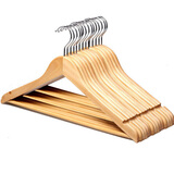 四喜 实木衣架原木木制防滑衣挂衬衫t恤木质衣撑酒店晾衣服挂衣撑子 6601原木色衣架10支装