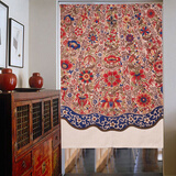 漫天星中国风系列门帘卫生间卧室客厅隔断帘窗帘棉麻布艺古典中式民族风 吉祥花纹 85cm*150cm