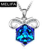 美立方银饰12星座925银项链女 射手座 生日礼物送女友 人造水晶吊坠日韩版 白羊座3.21-4.20