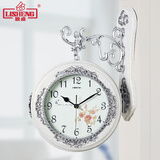 丽盛（LISHENG） 丽盛欧式双面挂钟欧式田园静音双面钟客厅双面钟表两面钟表 小号 AB8075AWS(白色裂纹漆)