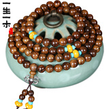 一生一木 大叶黄花梨手链108颗手串红木佛珠木珠女男念珠家具木料缅甸草花梨手珠男佛文玩士情侣木质饰品 一生倾爱(6MMx108颗带隔珠 女款)