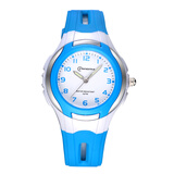 名瑞儿童手表女孩石英表学生手表防水夜光指针环保表带男孩男童表 海蓝