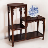 本素（bensu） 花架高低架中式花几榆木仿古多层落地客厅绿萝实木质花盆架阳台 精品全实木【胡桃色】 长72*宽30*高80cm