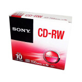 索尼（SONY） DVD空白光盘DVD+R空白光盘刻录碟 50片桶装刻录盘 CD-RW 可重复刻录单片盒装（10片精装带盒）