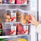 百露冰箱收纳盒食品级保鲜盒厨房蔬菜饺子整理神器冷冻专用鸡蛋储物盒 超值2个装(透明盖)
