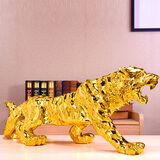 礼赫家饰 装饰品摆件老虎摆件工艺品汽车家居客厅摆设开业礼品酒柜装饰 30厘米金色老虎