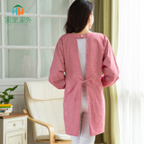 家里家外 围裙女 韩版时尚做饭罩衣厨房防油成人可爱纯棉长袖工作服定制 长袖盼盼兔咖啡色（加长防水）