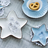 ezicok 早餐盘沙拉盘子点心盘陶瓷盘日式餐具 地中海可爱鱼盘子碟盘