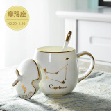 瓷秀源（cixiuyuan） 12星座马克杯子骨瓷礼盒 带盖勺精致咖啡牛奶杯子情侣水杯 摩羯座