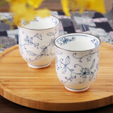 光峰 日本进口线唐草小蓝芽茶杯日式汤吞寿司杯陶瓷小杯泡茶杯子茶具 线唐草 汤吞杯 单个