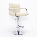 美勒思欧式吧台椅升降酒吧椅时尚吧椅吧椅靠背高脚椅子旋转椅子 奶白色
