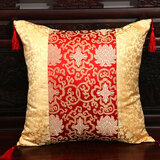 凯比特中式抱枕靠垫靠枕中国风古典客厅红木沙发靠背腰枕扶手枕高档含芯 拼接-红富贵花 48cm*48cm靠垫(含芯)