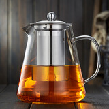 美斯尼茶壶玻璃泡茶壶耐热茶具花果茶壶不锈钢过滤网加厚耐热烧水茶 1500毫升