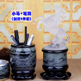 海风堂 工艺品马摆件 马到成功 客厅装饰品新房摆设办公桌室摆件现代家居饰品创意开业礼品 小号马+笔筒 默认