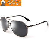 夜行狼（YEXINGLANG）太阳镜男款偏光驾驶镜司机男士加大框大框墨镜蛤蟆眼镜 枪灰渐灰片