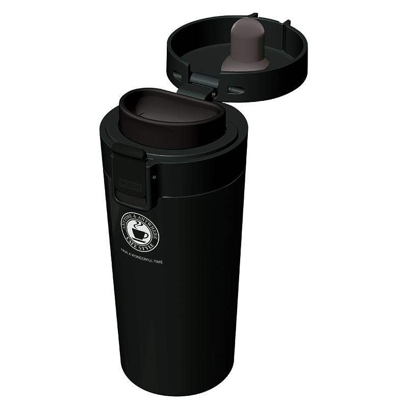 阿司倍鹭（ASVEL） 日本阿司倍鹭 ASVEL便携保温杯 咖啡杯大容量保温冷真空商务杯 新款黑色370ml