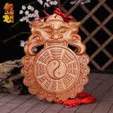 泰山天御阁桃木虎头兽头八卦镜凸镜挂件招财摆件木质入户门厕所卫生间门对门 中号精雕金钱边