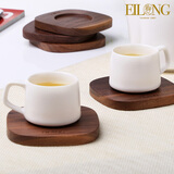 EILONG 宜龙茶道功夫茶具配件简约实木茶杯托杯垫茶托茶碟隔热垫 胡桃木-2入