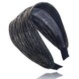 卡燕韩版宽边布艺发箍头箍头带遮白发发带布料带齿防滑百搭女发卡 金砂绿