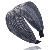 卡燕韩版宽边布艺发箍头箍头带遮白发发带布料带齿防滑百搭女发卡 银灰色