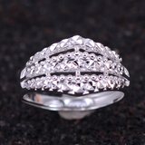 纯已久银饰99足银戒指 满天星银戒指 时尚开口 多层银镂空满天星戒指食指戒指时尚个性指环 3层满天星戒指