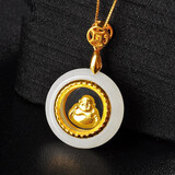 春龙 和田玉百搭玉平安扣吊坠 男女款观音佛玉坠 玉佩挂件项链 弥勒佛公