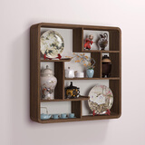 翠兰置物架墙上实木壁挂墙壁装饰架博古架多宝阁博物架茶具架中式挂墙 款式2（56*56*12cm）