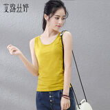 艾路丝婷背心女夏装新款纯色女士无袖衫打底衫吊带小背心TX6051 黄色 L