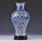 奋行 景德镇陶瓷器 手绘釉下彩仿古官窑青花瓷花瓶 古玩工艺品家居摆设 鱼尾瓶