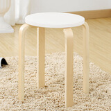 施豪特斯凳子圆木凳子餐凳圆凳网红凳家用美式板凳弯曲木凳9821 白色 44cm