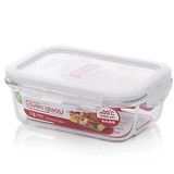 乐扣乐扣大容量耐热玻璃保鲜盒密封碗水果餐盒微波炉饭盒厨房冰箱冷冻盒 630ml【长方形单个】