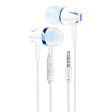 罗巴赫（LUOBAHE） 有线控耳机立体声音乐入耳式耳麦好音质重低音耳塞手机电脑通用型 带麦版-蓝色