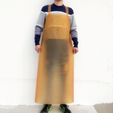 苏立得 大理石防水牛筋围裙超耐磨石材围腰加厚加长加大防油耐酸碱皮围裙 桔色 石材围裙