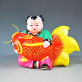 红泥坊天津泥人张彩塑莲年有余中国风特色手工艺品摆件送客户商务会议礼