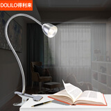 得利来led夹子灯节能小台灯卧室床头灯夹式学习宿舍书桌夹式护眼夹子灯  银色【无极调光】 3W