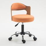 原感实木靠背小巧电脑椅家用办公椅升降转椅小型卧室化妆书房椅学习椅 原木色靠背（橘黄亚麻）