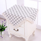 巧林儿多用盖巾小桌布床头柜罩微波炉冰箱罩洗衣机立式空调盖布小方巾 大白格子 55*55cm