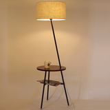 灯古屋 落地灯北欧卧室床头灯设计师三脚架茶几灯客厅沙发置物立式地灯 胡桃木色+10W无频闪LED