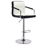 迈亚家具时尚酒吧椅靠背吧台椅子前台收银高脚凳升降吧椅旋转椅子欧式吧凳 内白外黑