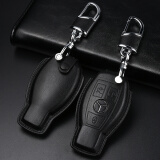奔驰钥匙包C级GLE320GLS400 GLA C200L GLC260LS级B级汽车钥匙套包扣真皮 钥匙包+钥匙扣（三键黑色）