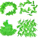 豫之韵 仿真花藤条客厅装饰仿真绿藤条吊顶楼梯空调管道装饰藤蔓葡萄叶 柳叶1包（100条）