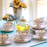 瓷秀源花茶壶水果茶壶花茶杯套装家用英式下午茶茶具欧式玻璃壶耐热蜡烛