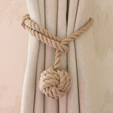 水伶纺 手工编织美式田园棉绳窗帘扣窗帘绑带绑绳环保品质 驼色 单球 一条