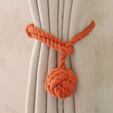 水伶纺 手工编织美式田园棉绳窗帘扣窗帘绑带绑绳环保品质 橙色 单球 一条