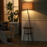 灯古屋 落地灯北欧卧室床头灯设计师三脚架茶几灯客厅沙发置物立式地灯 原木色+10W无频闪LED