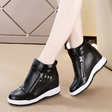 莱然休闲鞋内增高女鞋子松糕跑步高帮运动鞋透气单鞋2025春夏季新款潮 黑色6727 37