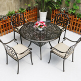 傲庭户外桌椅庭院铸铝桌椅室外院子休闲阳台别墅桌椅露台桌椅带伞组合 3号五件套（直径122CM)